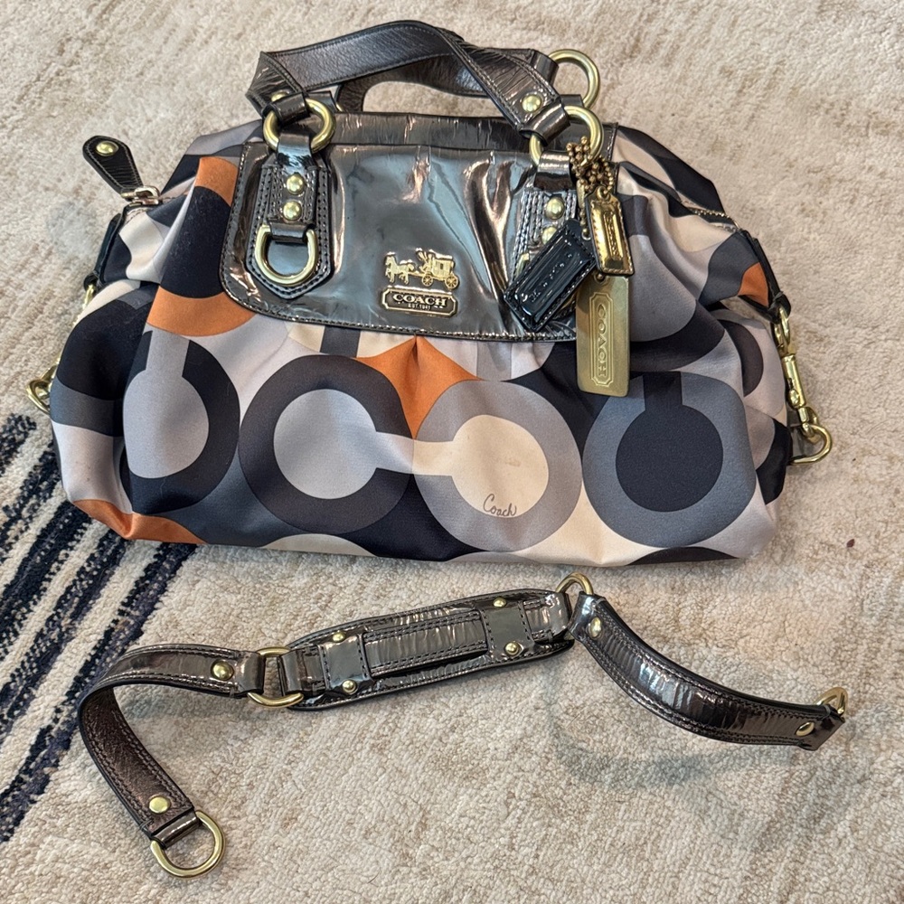 Coach Black and Orange Satchel with Sophisticated Design